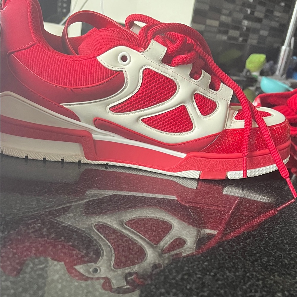 Louis Vuitton Vibrant Red and White Skate Sneakers - Picture 9 of 13